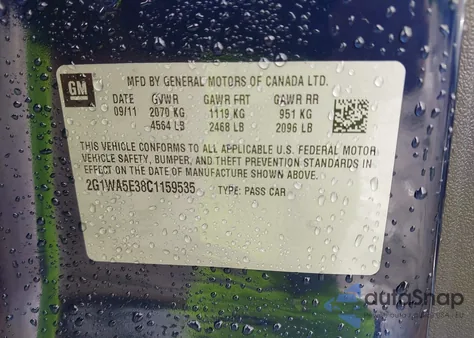 2012 Chevrolet Impala Ls from USA, damaged, VIN 2G1WA5E38C1159535